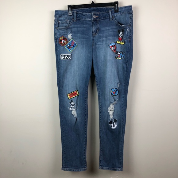 mickey mouse ripped jeans